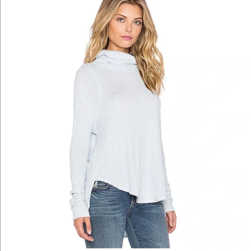 Free People Kristina Drippy Long Sleeve Thermal in Sky Blue Medium
